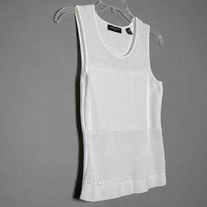 Valerie Stevens‎ White Beaded Tank Top Size PS